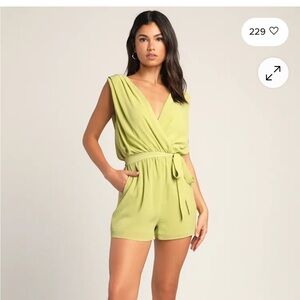 Lulu's Lime Green Wrap Romper